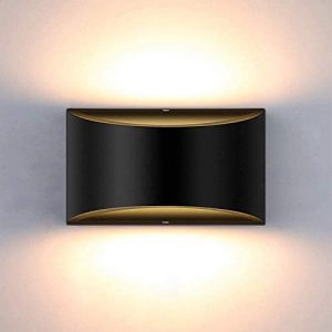 Dimmable Wall Sconce, SHYVIA Modern Black Led Up Down Wall Lamp, 12W Indoor Hallway Wall Light Fixtures for Living Room, Stair, Bedroom, Warm White