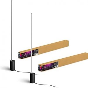 Philips Hue 2-Pack Gradient Signe Floor Lamp, Compatible with Alexa, Apple HomeKit and Google Assistant, Black 2-Pack