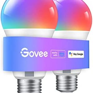 Govee Smart Light Bulbs, WiFi & Bluetooth LED Light Bulbs, RGBWW Color Changing Light Bulbs, 54 Dynamic Scenes, Music Sync, 16 Million DIY Colors Dimmable, Work with Alexa & Google Assistant, 2 Pack