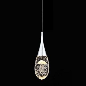 JoollySun Modern Pendant Light for Kitchen: Mini Pendant Lighting Over Island Dimmable LED Ceiling Hanging Lights Fixtures with Bubble Crystal Jellyfish for Bathroom Bedroom – Polished Chrome