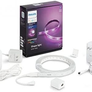Philips Hue Bluetooth Smart Lightstrip Plus 2m/6ft Base Kit with Plug, (Voice Compatible with Amazon Alexa, Apple Homekit and Google Home), White (555334)