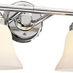 7Pandas Bathroom Vanity Light Fixtures, 2-Light Chrome Wall Sconce Lighting, Modern Wall Lights with Frosted Glass Shade, Porch Wall Lamp for Living Room, Bedroom, Restroom, Hallway