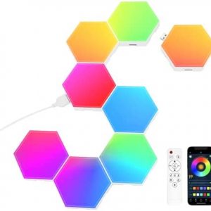 Hexagon Lights – RGB LED Hexagon Wall Lights Smart Hex Modular Light Music Sync Gaming Wall Lighting Cool Spliceable Hexagonal Light Wall Panels for Kids, Adults