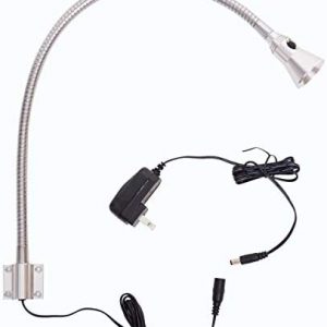 CREE 3W Gooseneck Bedside Reading Light, Wall/Headboard Mounted LED Art Gallery Display Lamp with Switch, Chrome(Plug)