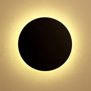 LightInTheBox 2PCS Led Modern Wall Sconce, Metal Round Wall Light Fixture Warm White Minimalist Indoor Wall Lamp for Living Room Bedroom Hallway Kitchen Bathroom Stair Black(Light Source: Warm White)