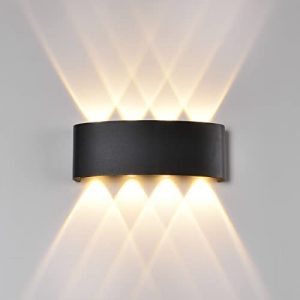 rosysky Outdoor Wall Sconce 8W LED Modern Sconces Wall Lighting Black Wall Lights for Living Room Aluminum Exterior Wall Lamp for Porch Courtyard Bedroom (3000K)