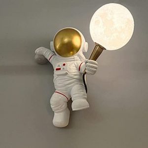CraftThink LED Wall Sconce, Astronaut Style LED Wall Sconce Child Resin Cartoon White Wall Mounted Lamp Wall Lighting for boy Kids Bedroom Dining Room Bedside lamp Living Room, Type: Hardwired
