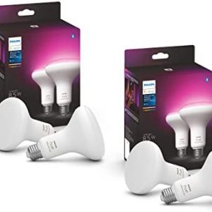 Philips Hue 548586-4 Old Version Smart Light Bulb, 4 Count (Pack of 1), White and Color Ambiance (16 Million Colors)
