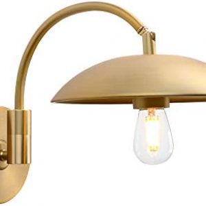 Pathson Adjustable Wall Sconce, Industrial Swing Arm Wall Lamp Hardwired with Metal Base, Retro Indoor Wall Light Fixtures Decor for Hallway Bedside Living Room (Brass)