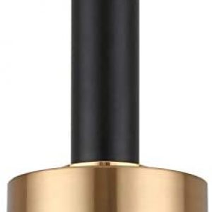 Modern Mini Pendant Light with 4W LED Bulb, One-Light Adjustable Metal Pendant Lighting Fixture for Kitchen Island Cafe Bar, Gold and Black