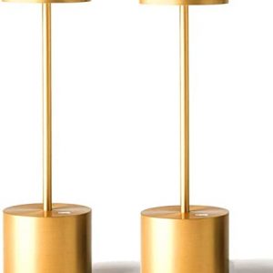 2 Pack Cordless Table Lamp Rechargeable,5000mAh Battery Powered Table Light,3 Color Stepless Dimming Up to 40 Hours Usage,Portable LED Desk Lamp for Restaurant/Bedroom/Bars/Home Patio Outdoor(Gold)