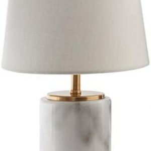 Amazon Brand – Rivet Mid Century Modern Marble Table Decor Lamp With LED Light Bulb – 14 Inches, White Marble and Brass