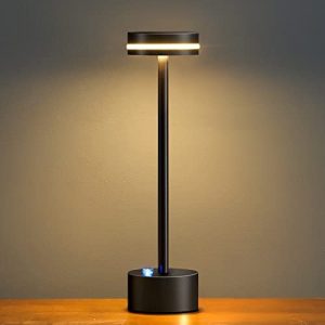 Portable Table Lamp Battery Powered LED Lamp Cordless Table Lights 3-Level Brightness Touch Control,for Home Office Bedroom Hotel Room Restaurant Outdoor(Black)