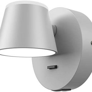 URSOLA Wall Light LED Wall Sconce with On/Off Switch USB Charging Port 110 Volt Hardwired Wall Lamp 350 Rotatable Up Down Sconces Wall Lighting (Grey)