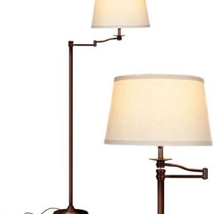Brightech Caden LED Floor lamp, Great Living Room Décor, Tall Lamp with Swing Arm, Classic Lamp for Living Rooms & Offices, Industrial Standing Lamp for Bedroom Reading – Bronze