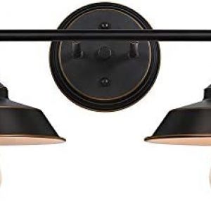 Bathroom Vanity Light, 2 Light Wall Sconce Fixture with Black Lampshades, Vintage Edison Wall Lamp Lighting for Bathroom Bedroom Farmhouse Living Room Mirror Cabinets Dressing Table