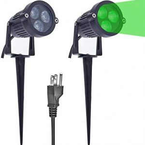 Lemonbest® Pack of 2 Outdoor Water-Resistant LED Lawn Garden Landscape Lamp Wall Yard Path Patio Lighting Spot Lights Green AC Spiked Stand with Power Plug