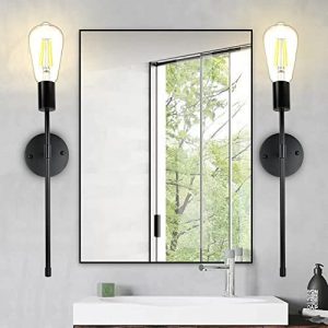 ASCMZOS Wall Sconces Sets of 2, Vanity Light Fixtures for Bedroom, Vintage Metal Sconces Wall Lighting, Modern Industrial Wall Lamp for Bathroom Kitchen Living Room Hallway, UL E26 Base