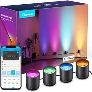 Govee RGBIC Smart Wall Sconces, Music Sync Home Decor WiFi Wall Lights Work with Alexa, Multicolor Wall Led Light for Party and Decor, 30+ Dynamic Scene Indoor Light Fixture for Living Room, Bedroom