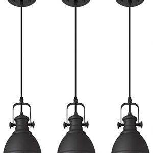 Audickic Pendant Lights, Minimalist Pendant Lighting for Kitchen Island, Hanging Light Fixtures with Black Metal, 3-Pack, AD-2151-1P3