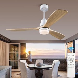 BOJUE 52’’ Ceiling Fans with Light Remote Control,Indoor Outdoor Ceiling Fan for Patio Living Room,Bedroom,Office,Summer House,Etc