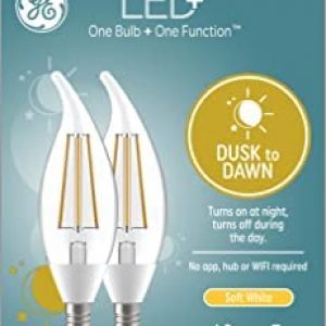 GE LED+ Dusk to Dawn Outdoor Decorative Light Bulbs, Sunlight Sensor, Soft White, Automatic On/Off Light Sensing Bulb (Pack of 2)