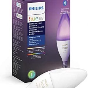 Philips Hue White & Color E12 LED Candle Light Bulb, Bluetooth & Zigbee Compatible (Hue Hub Optional), Works with Alexa & Google Assistant
