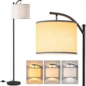 addlon Floor Lamp with 3CCT LED Bulb, Lamp for Living Room with Beige Linen Lamp Shade, Modern Standing Lamp Floor Lamps for Bedrooms – Black