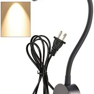 Black Reading Lamps LED Wall Mounted Study Reading Light for Bed Headboard Gooseneck US Plug Corded-Electric Sconce Lamp Spot LED AC85-265V(3000K Warm White)