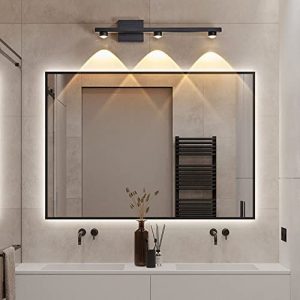 Phube 3W LED Wall Lamp Modern Aluminum Wall Light 3-Lights Hardwired Wall Sconce Bathroom Vanity Light 3000K Warm White Spot Light Indoor Lighting Fixture for Bedside Living Room Aisle Hotel(Black)