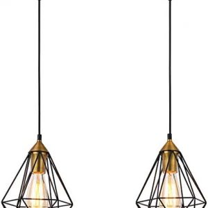 SEEBLEN 2- Light Indoor Island Pendant Light Black Metal Hanging Ceiling Light Fixtures for Kitchen Kitchen Island Bar Dining Room Farmhouse Coffee Office