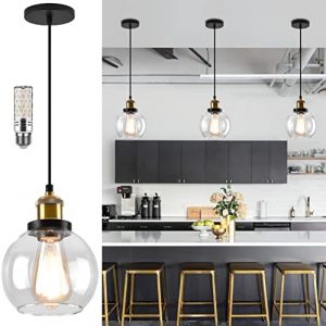6 inch Mini Hanging Pendant Light Globe Pendant Light Clear Glass Pendant Lighting for Kitchen Island Kitchen Island Lighting Pendant Lights Pendant Light for Kitchen Island