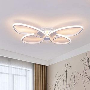 LITFAD Modernist LED Flush Mount Fixture White Butterfly Ceiling Lighting with Metallic Acrylic Shade Living Room Lamp LED Ceiling Lamp Fixture for Dinning Room Bedroom Children’s Room – Natural Light