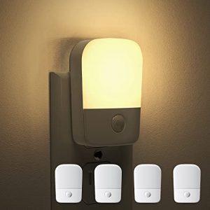 LOHAS LED Night Light, 4 Pack Night Lights Plug into Wall, Dusk to Dawn Sensor, Soft White 3000K, Brightness Adjustable 30/60LM, LED Dimmable Nightlight for Kids, Bedroom, Hallway, Kitchen