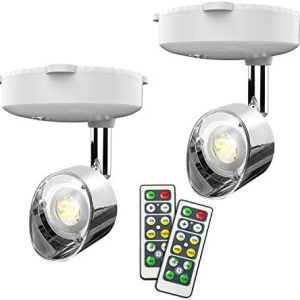 Wireless Spotlight, Battery Operated Accent Lights Art Lights for Paintings Mini Led Picture Light Puck Lights Wall Light, 4000k Light, 80 Lumens (Sliver)