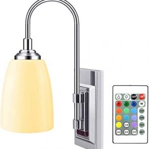 HONWELL Wall Lamp Battery Operated LED Wall Sconces Indoor Wireless Multi Color Wall Sconce Light Fixture for Room Lighting, Stick Lights for Kitchen Hallway Bathroom, 12 Colors, Remote Controlled