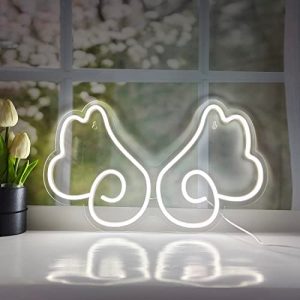 Angel Wing Neon Light Sign ,USB Powered White Neon Sign for Wall Decor,Kid’s Room,Bar Pub Store Club Garage Home Party Decor