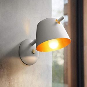 Retro Simple Personality Wall Lamp Fashion Creative Metal Wall Lamp, Wrought Iron Sconce Lamp Bed E27 Bedroom Night Lamp Wall Spot Light Staircase/Wall Spot Lamp Hotel,Blue (Color : White)