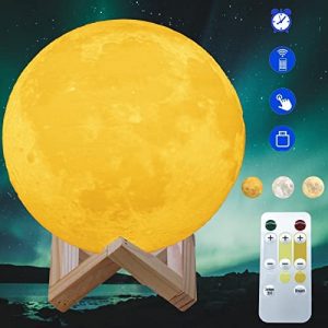 OXLHTS Lighting Moon Lamp ,3 Colors LED Dimmable Timer Moon Night Light with Stand & Remote ,Moon Light Lamps for Kids Friends Lover Birthday Gifts (3 Colors, 4.8 Inch)