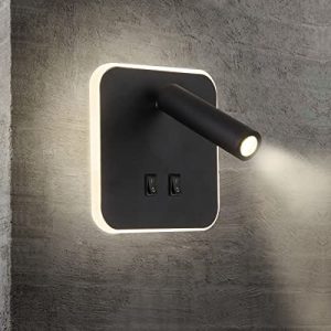 Wall Wash Light Black Bed LED with Interior Wall Adjustable Spotlight Reading lamp aluminio Wall lamp for Hallway Bedroom Stairs Hotels Indoor Bedside Lamp 3000K (3W + 10W)