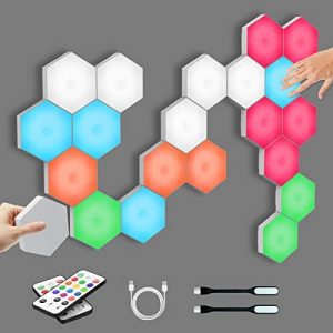 DeJAVU Lighting Hexagon Lights, Touch-Sensitive Hexagon Wall Lights, Hexagon Lights for Wall Led with Remote and USB Power Supply, Spliceable LED Light Wall Panels Gift for Kids, Adults(6 Packs)