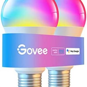 Govee Smart Light Bulbs, RGB Color Changing Light Bulbs Work with Alexa & Google Assistant, 9W 60W Equivalent A19, Brightness Dimmable & Tunable White LED WiFi Light Bulb, No Hub Required, 2 Pack
