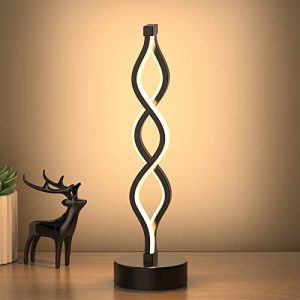 NUÜR Infinity Spiral LED Table Lamp Black, Dimmable Metallic Beside Lamp with Touch Controller, 3 Colour Temperature, 15.8 Inch Height, Decorative Lamp for Home, Living Room