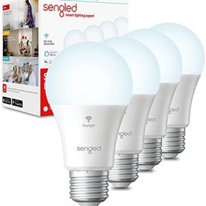 Sengled Alexa Light Bulb, WiFi Light Bulbs, Smart Light Bulbs, Smart Bulbs that Work with Alexa & Google Assistant, A19 Daylight (5000K) No Hub Required, 800LM 60W Equivalent High CRI>90, 4 Pack