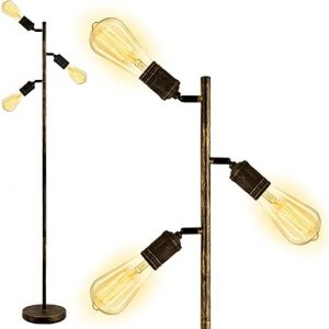 Bricosmocon Industrial Floor Lamp, Standing Lamp, Bronze Finish Tree Floor Lamp with 3 Adjustable Rotating Lights, E26 Edison Bulb Floor Lamp for Living Room, Bedroom, Home, Office(Bulb not Included)