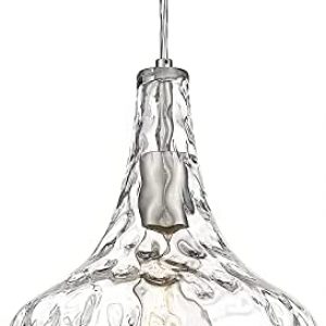 Glass Kitchen Pendant Lights – Autelo Pendant Light Fixture with Hammered Glass Hanging Light for Kitchen Island Living Room Dinning Room H9164