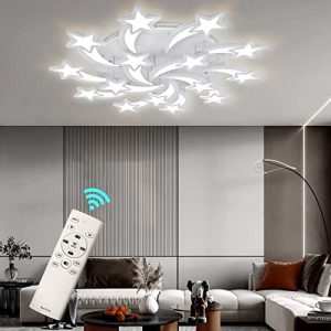 Bevenus LED Modern Ceiling Light Fixture,15 Heads Flush Mount LED Dimmable Chandelier, Ceiling Lamp with Remote/App Control. for Kid’s Room,Bedroom,Living Room,Hall,Dining Room,Etc.ø27.56″/150w.