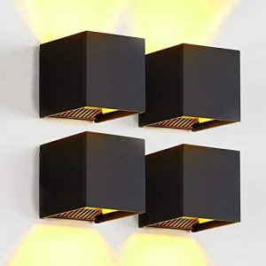 LANFU 4pack LED Aluminum Waterproof Wall Lamp, Waterproof Modern Outdoor Light 20W 100-277V 2700K Angle-Adjustment Outdoor Wall Light Warm Light 2LEDS (4.73″in)