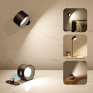 LED Wall Sconces, Deyagoo 2 in 1 Wall Lamps with Table Lamp, Cordless Lights with 3 Brightness Levels & 3 Color Temperatures, Rechargeable Battery Operated, for Rdading Home Office Study DIY -1 Pack