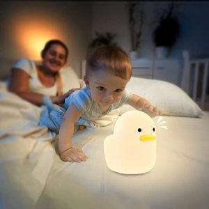 LED Duck Lamp Night Light,Cute Animal Silicone Nursery Night Light USB Rechargeable Table Lamp Bedside Lamp with Touch Sensor for Kids Room Breastfeeding